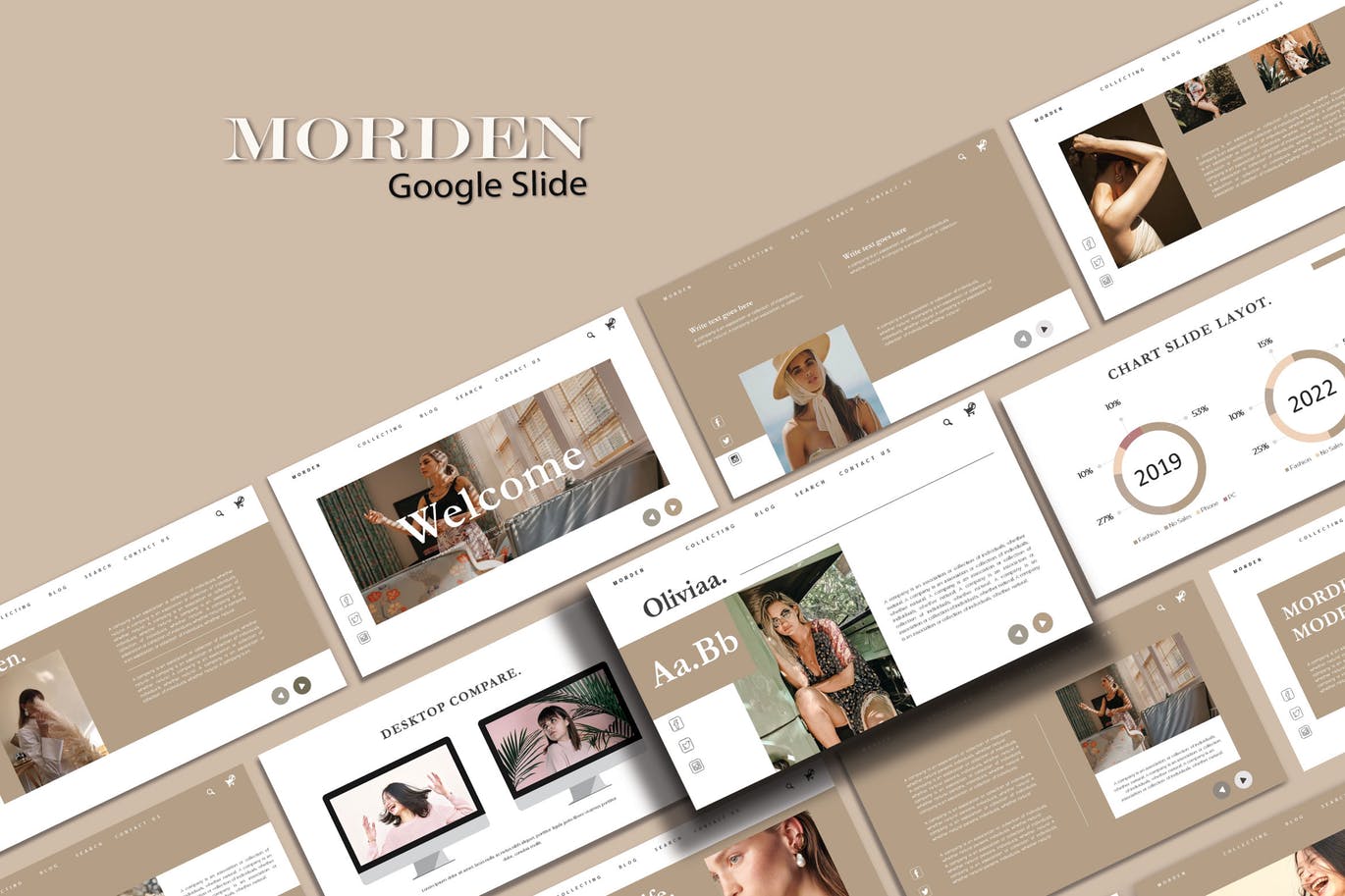优雅时尚高端多用途的高品质Google Slides谷歌幻灯片设计模板（pptx）