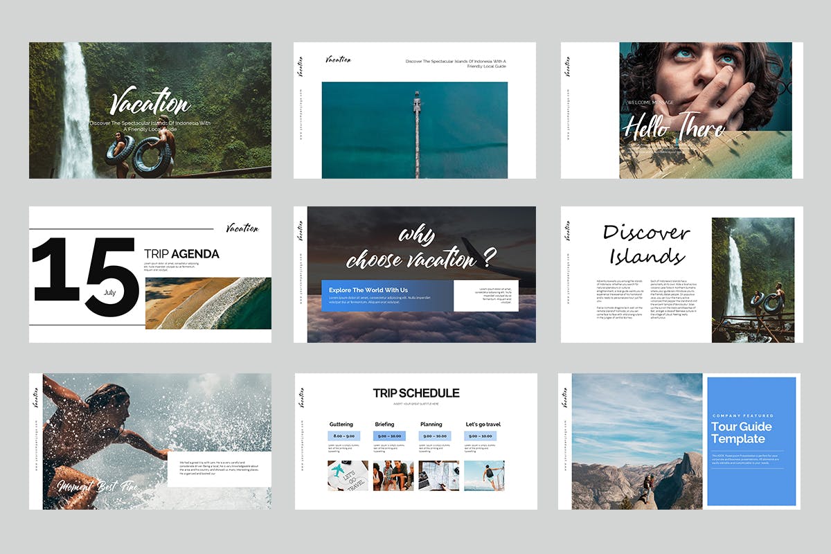 时尚排版的度假PPT模板下载 [PPTX]