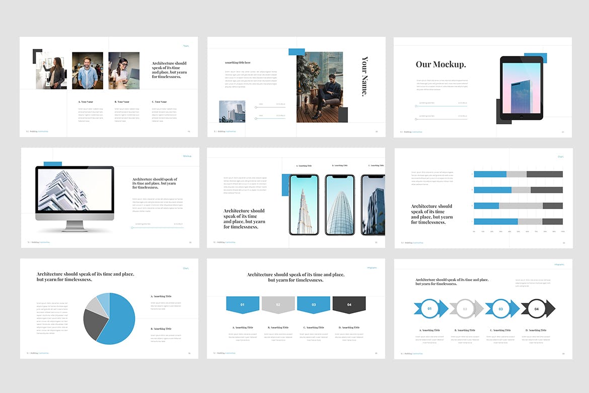 高品质的专业房地产建筑施工powerpoint幻灯片演示模板（pptx）