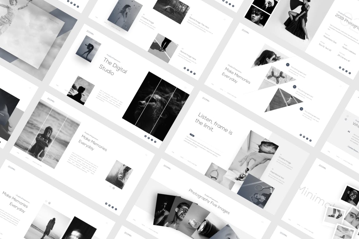 摄影作品展示相关的PPT模板下载[PPTX]