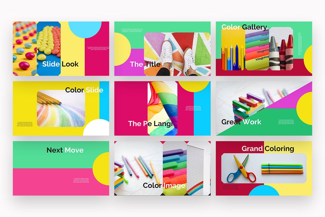 时尚绚丽的清新彩色powerpoint幻灯片演示模板（pptx）