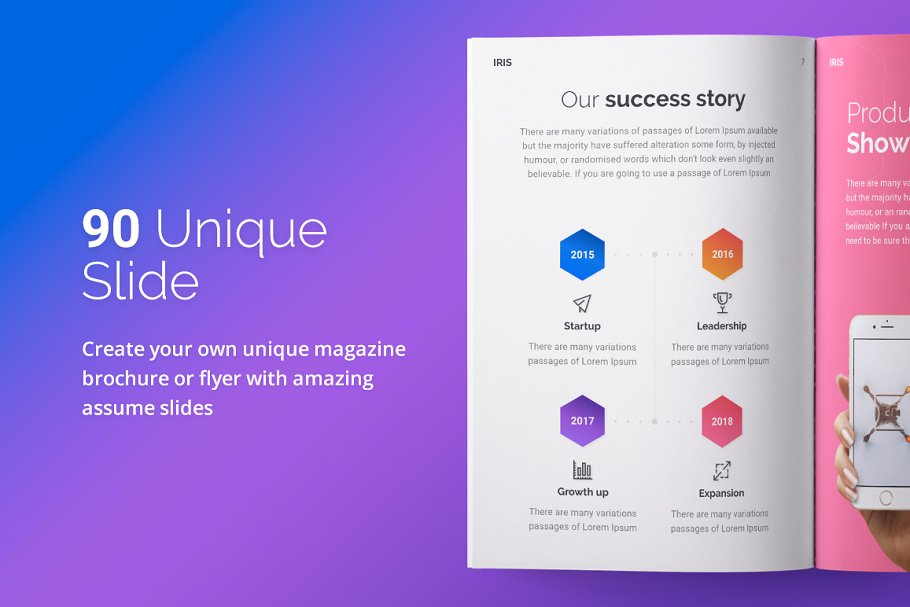 精美的彩色ppt素材 A4 | IRIS Keynote Template