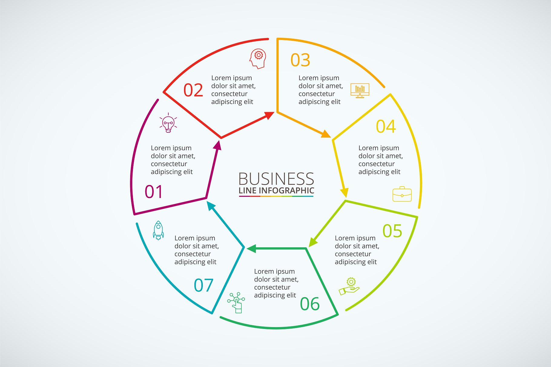细线平面信息图表设计ppt模板 Line flat elements for infographic_3