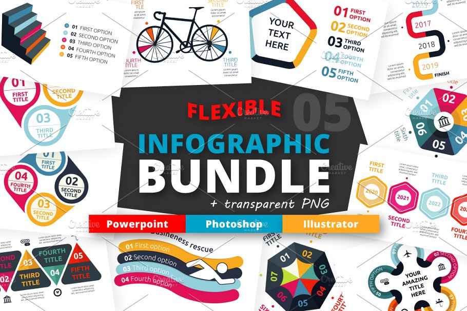 灵活的ppt素材信息图包 Flexible Infographic Bundle (vol.5)