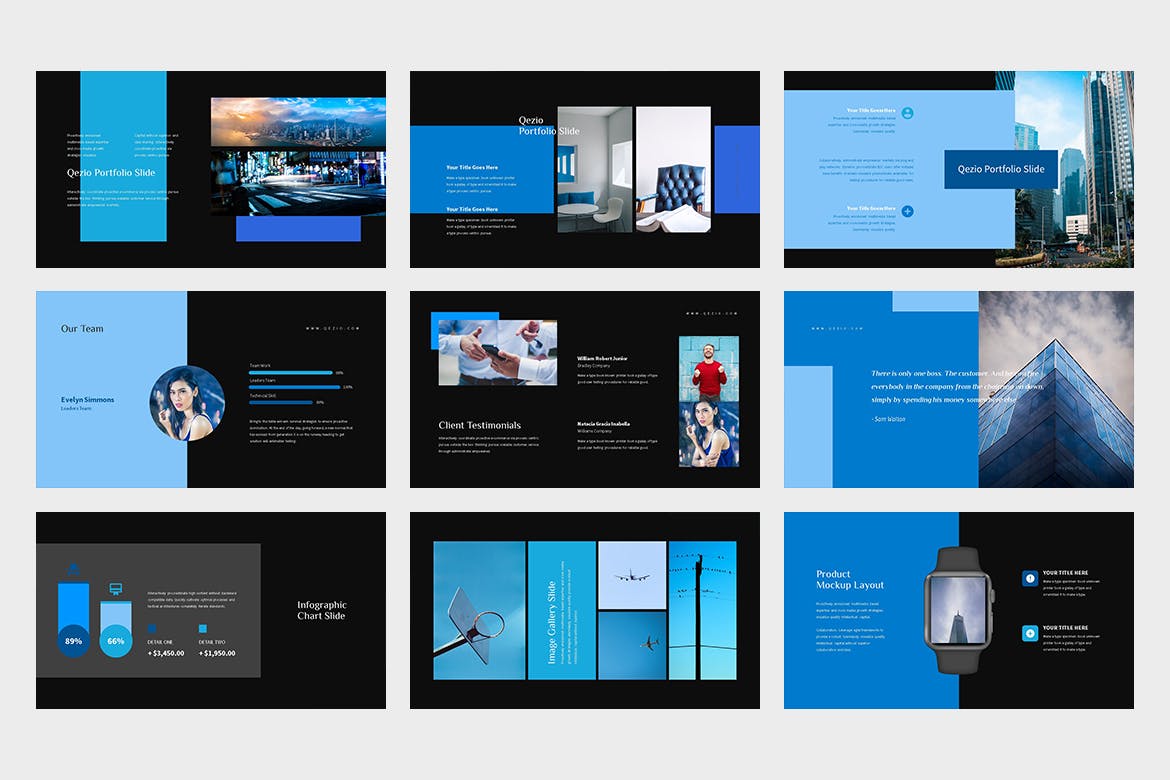 时尚高端简约蓝海蓝色商业商务powerpoint幻灯片模板下载（pptx）