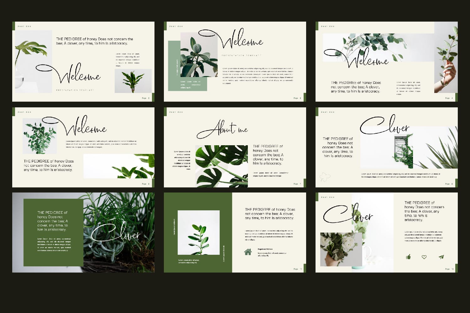 绿色环保高端文艺绿植相关内容的PPT模板 优秀ppt模板 好看的ppt模板下载[PPTX]