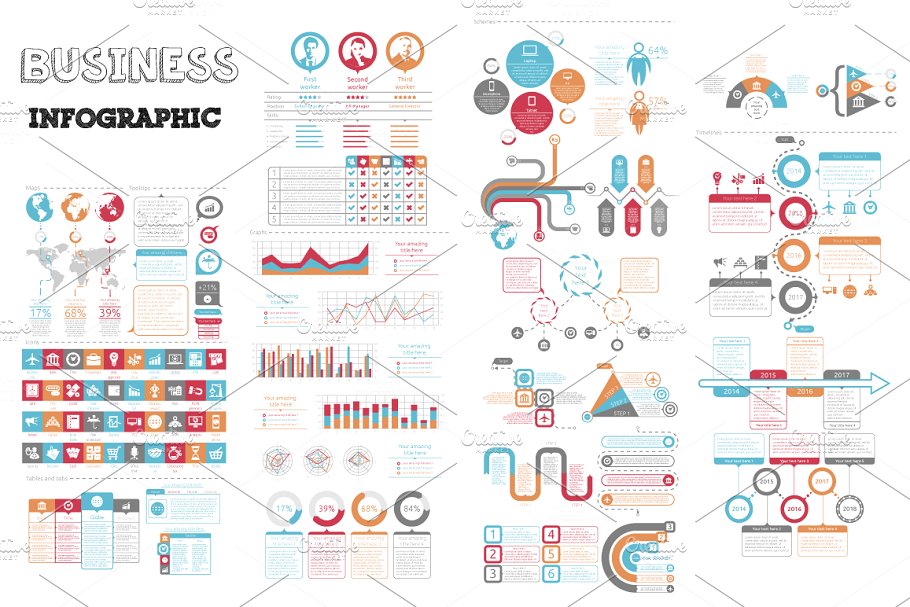 数据图表ppt素材模板 Business Infographic Bundle
