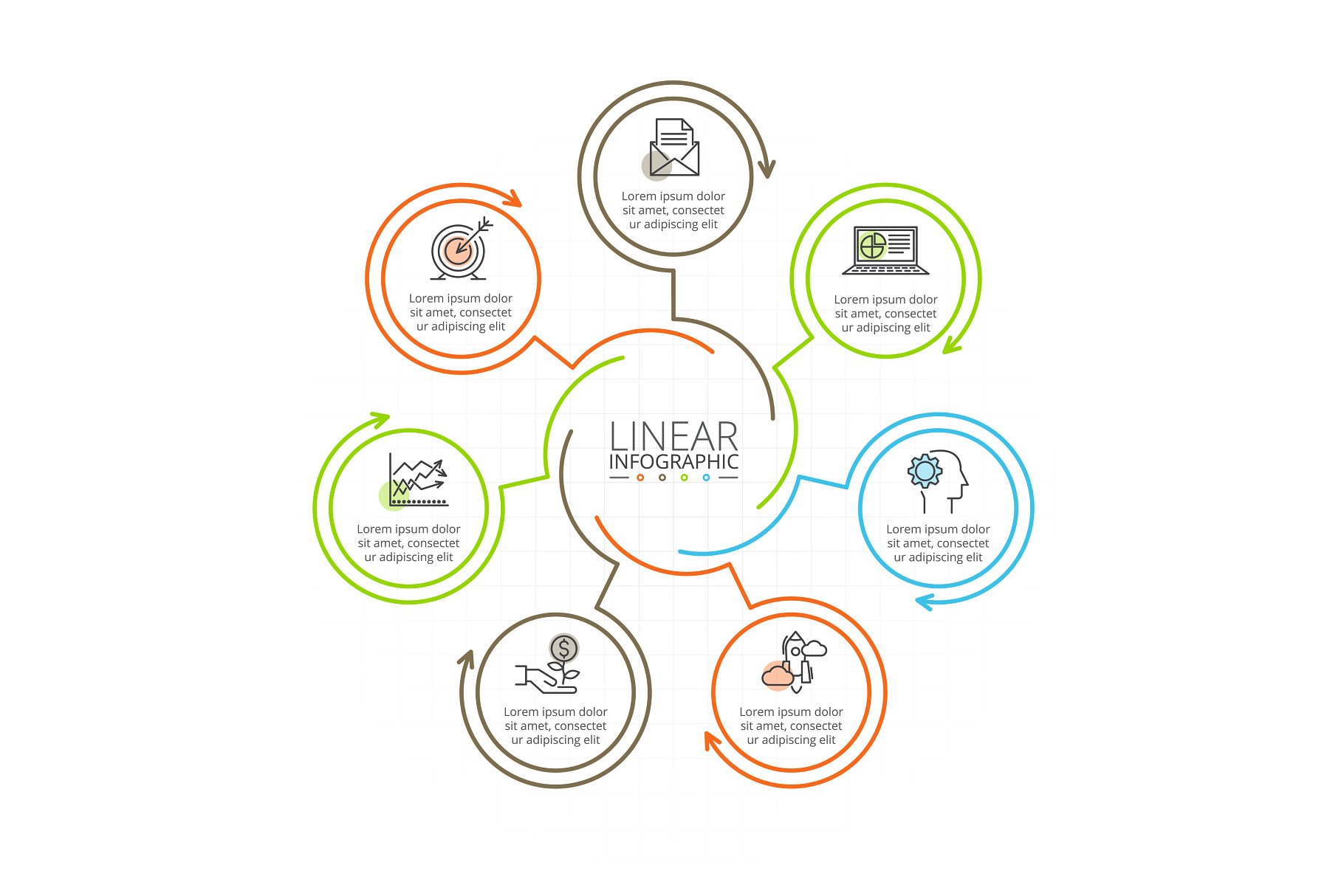 线性元素的信息图表ppt模板 Linear elements for infographic v.14