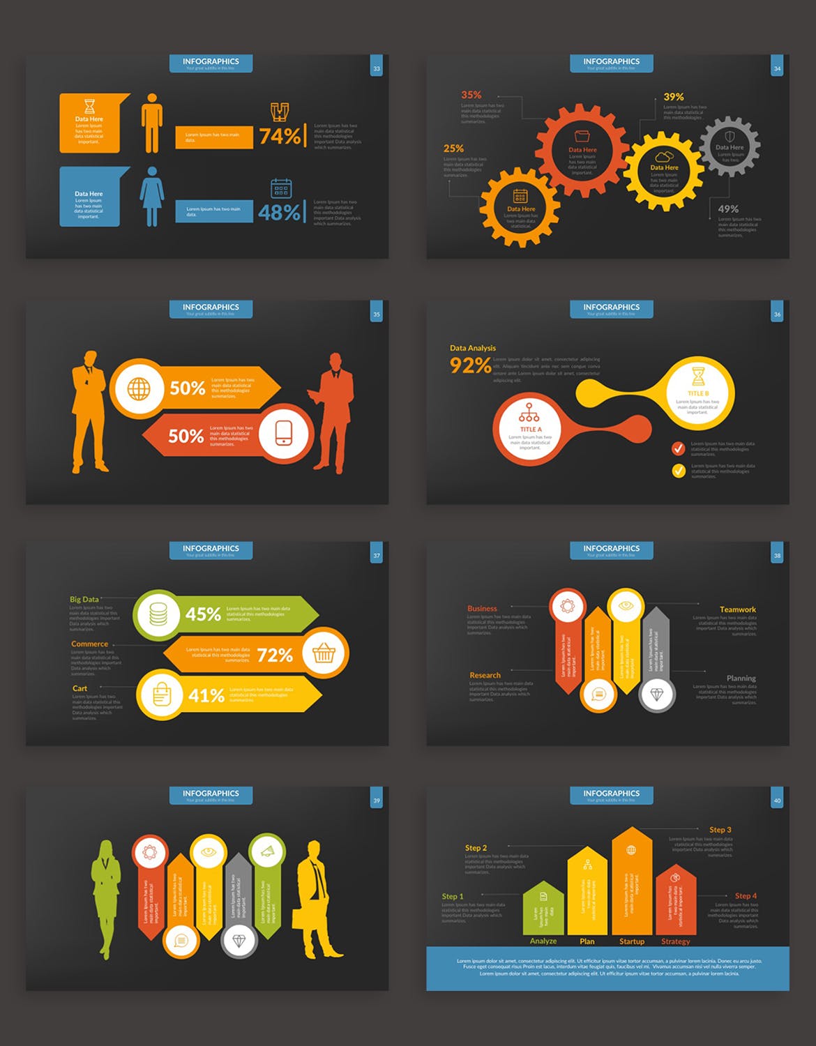 深色酷炫PPT图表素材图形套装下载[PPTX]