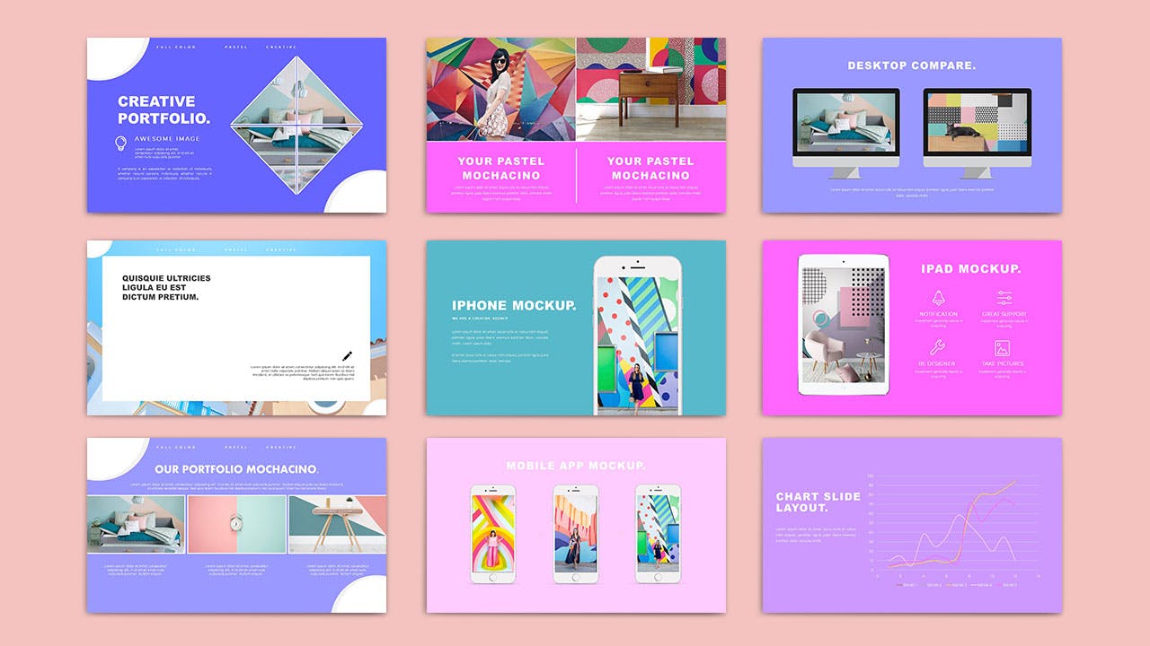 时尚配色活泼的创意PPT模板下载[PPTX]