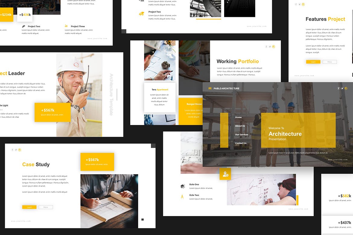 时尚高端优雅专业的房地产提案powerpoint幻灯片演示模板（pptx）