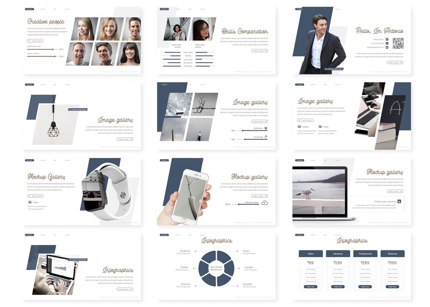 简约时尚高端好用的优雅配色powerpoint幻灯片演示模板（pptx）