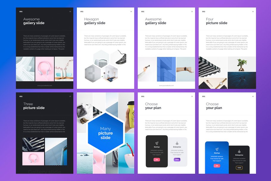 精美的彩色ppt素材 A4 | IRIS Keynote Template