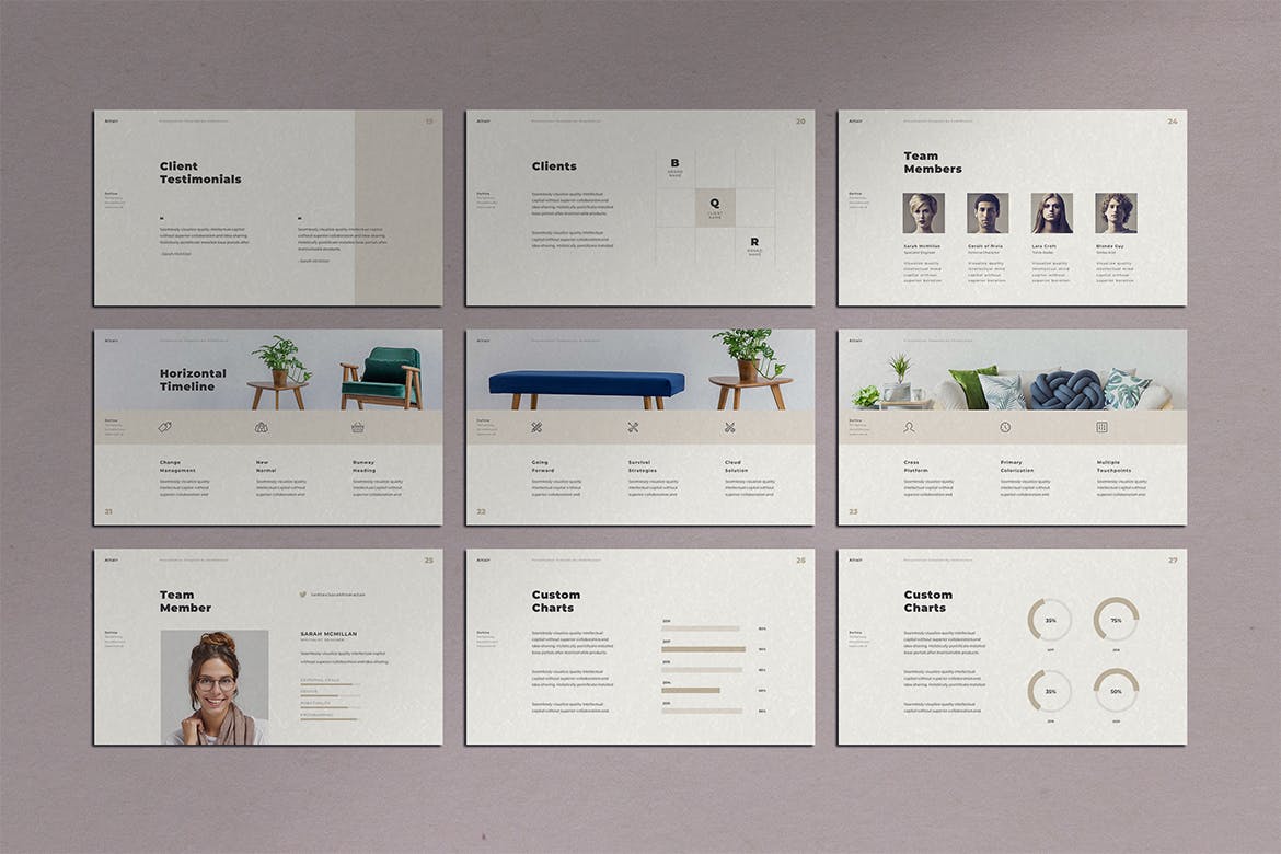 时尚居家设计师使用的PPT模板 精美ppt模板 简约ppt模板[PPTX]