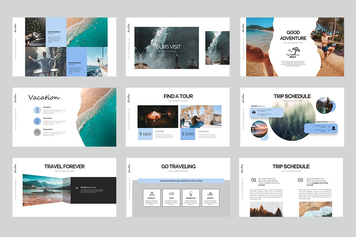 时尚排版的度假PPT模板下载 [PPTX]