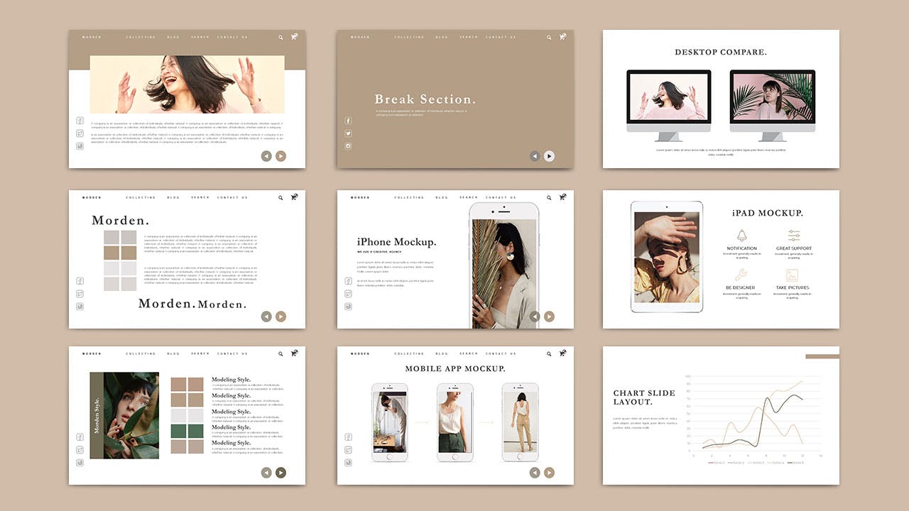 优雅时尚高端多用途的高品质Google Slides谷歌幻灯片设计模板（pptx）