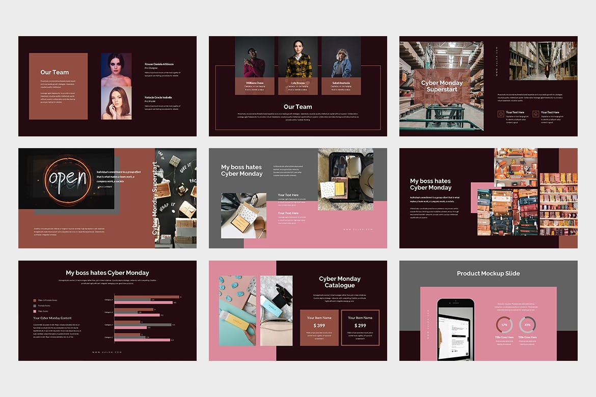 复古时尚的PPT模板下载[PPTX]