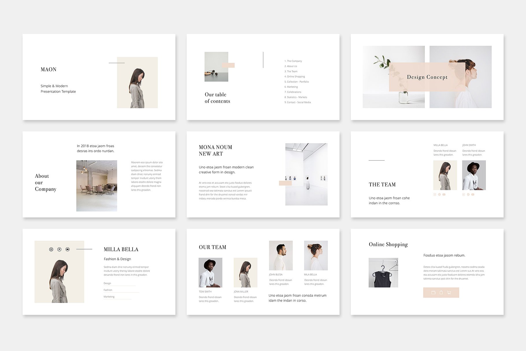 时尚杂志风ppt素材 MAON – Keynote Template