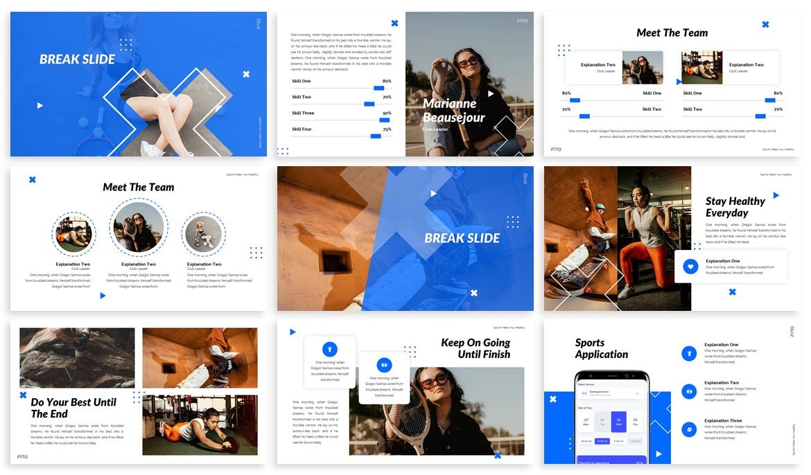 运动主题的PPT模板下载[PPTX]