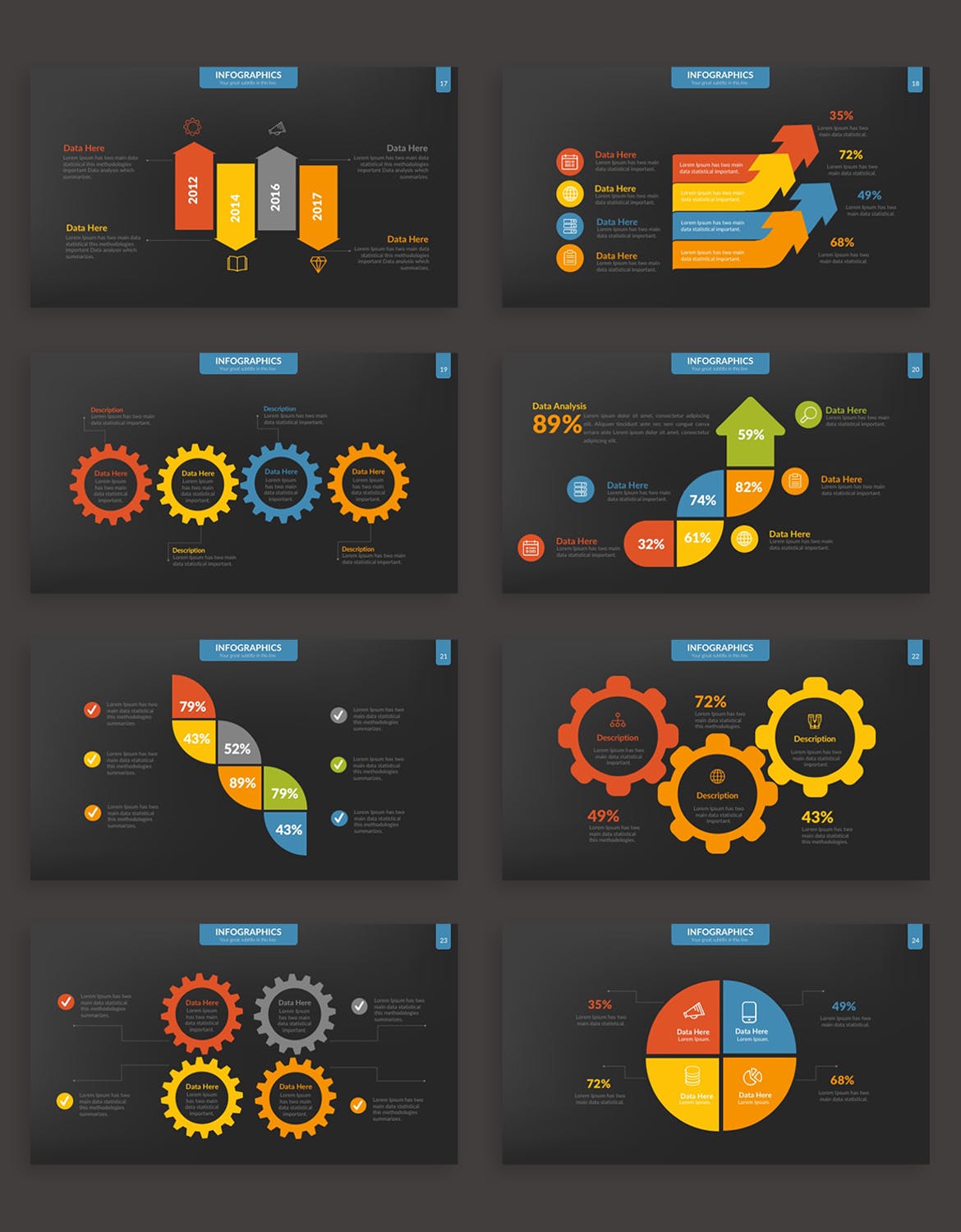深色酷炫PPT图表素材图形套装下载[PPTX]