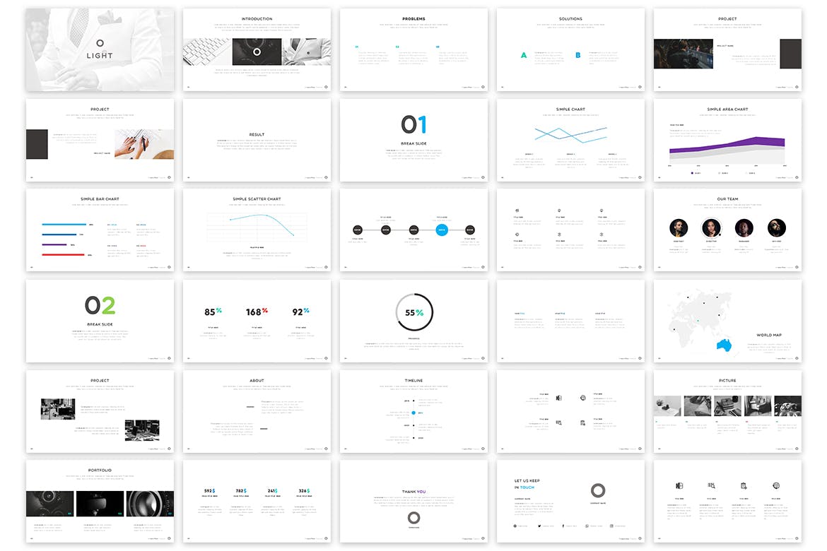 简约时尚高端高级灰配色的powerpoint幻灯片演示模板（pptx）