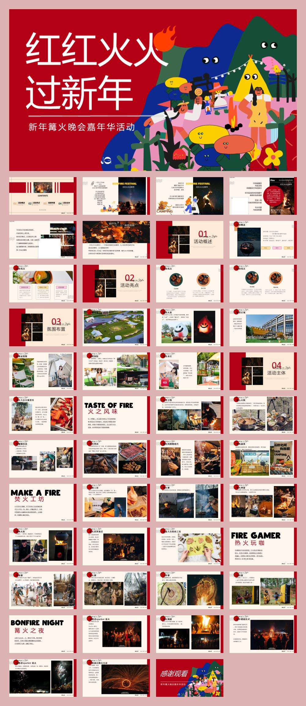 2024地产项目新年篝火晚会嘉年华(红红火火过新年主题)活动策划方案-48P.pptx