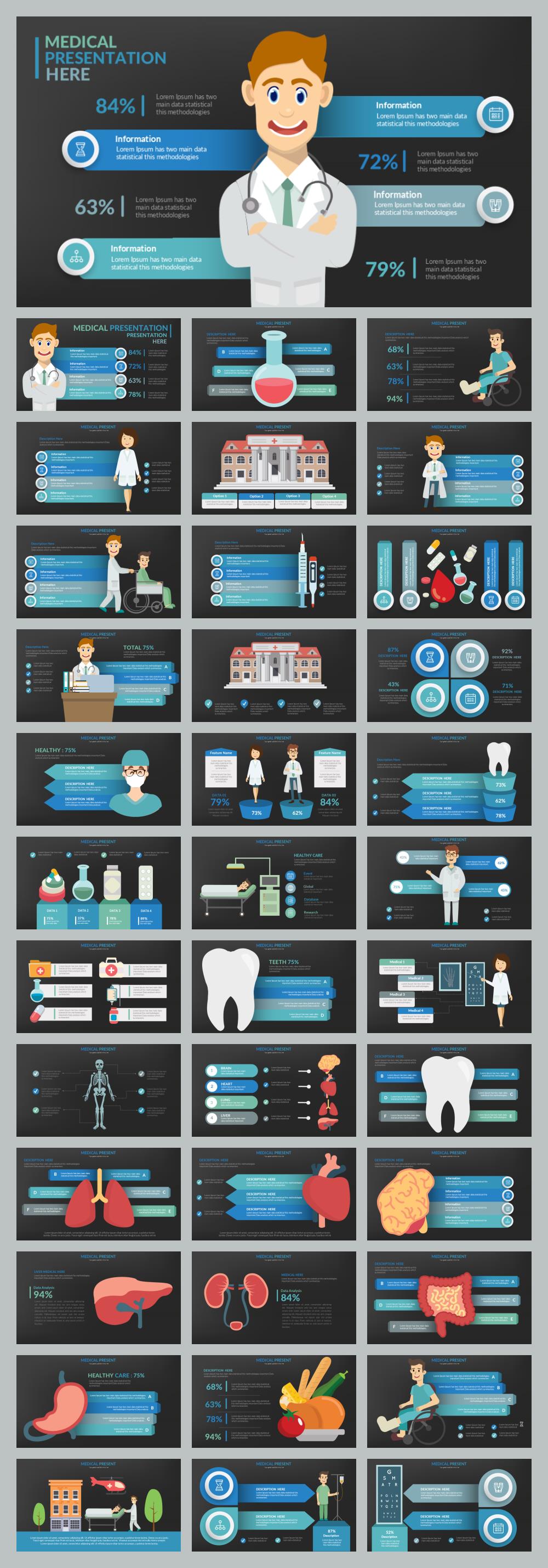 300+页医疗信息PPT模板版式，一键打包！