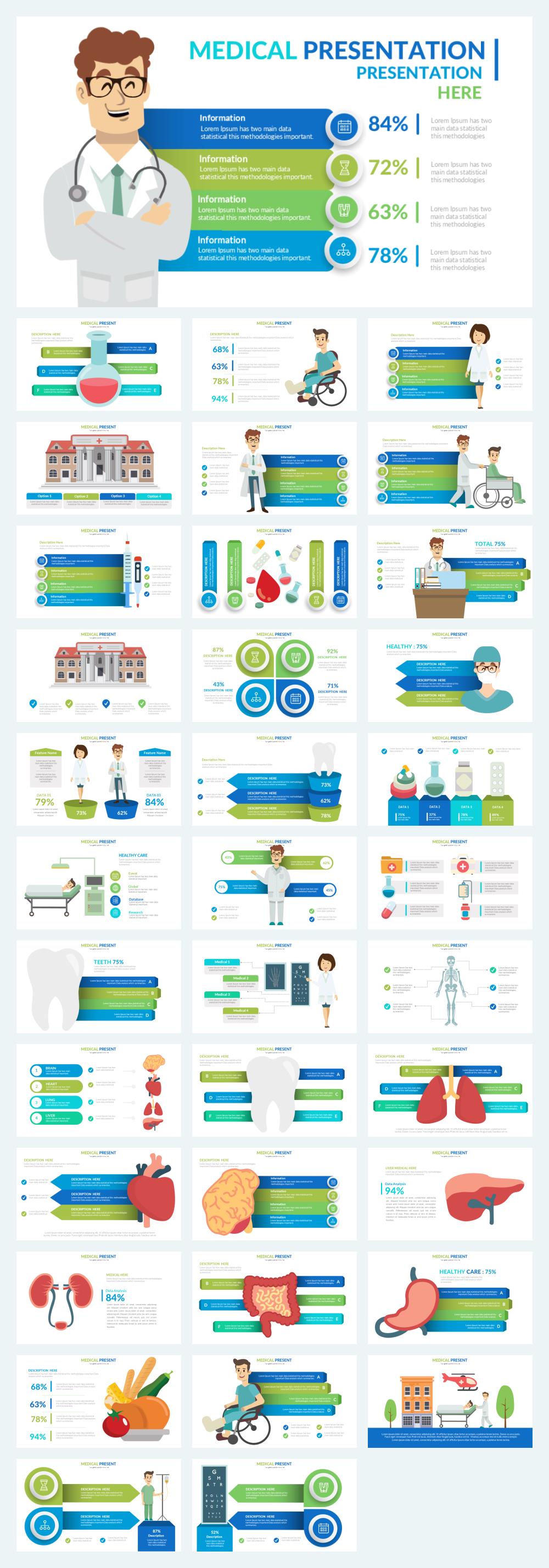 300+页医疗信息PPT模板版式，一键打包！