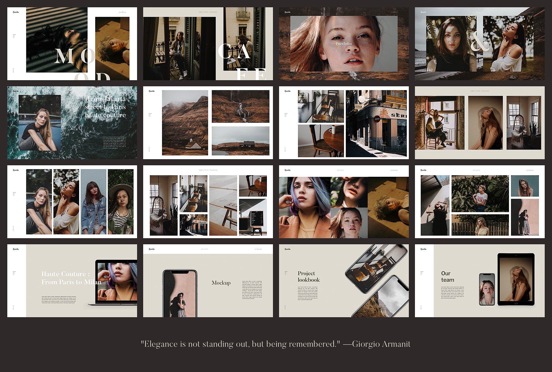 时尚主题风格PPT幻灯片模板 FJORDA – Powerpoint Template