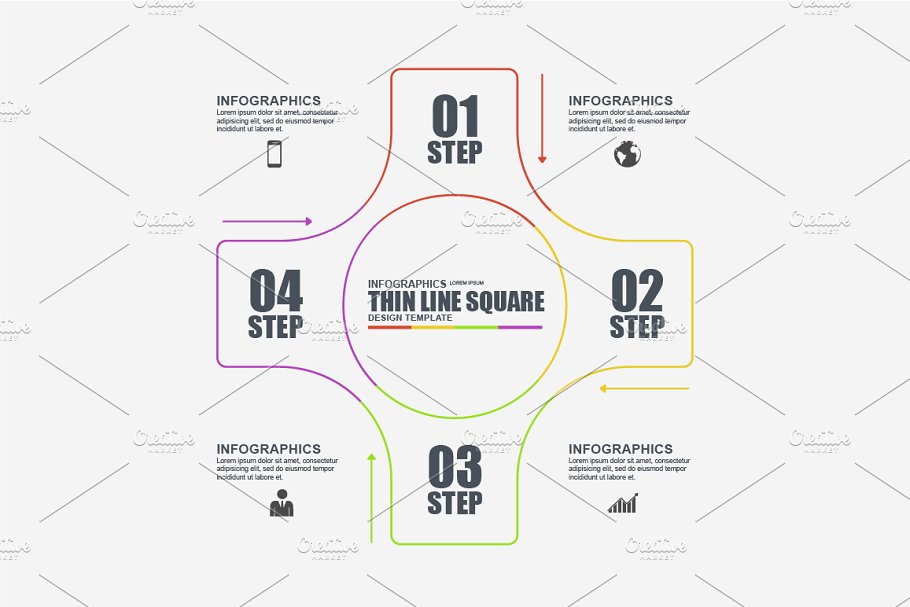商业信息图表PPT素材 Thin Line Business Infographics