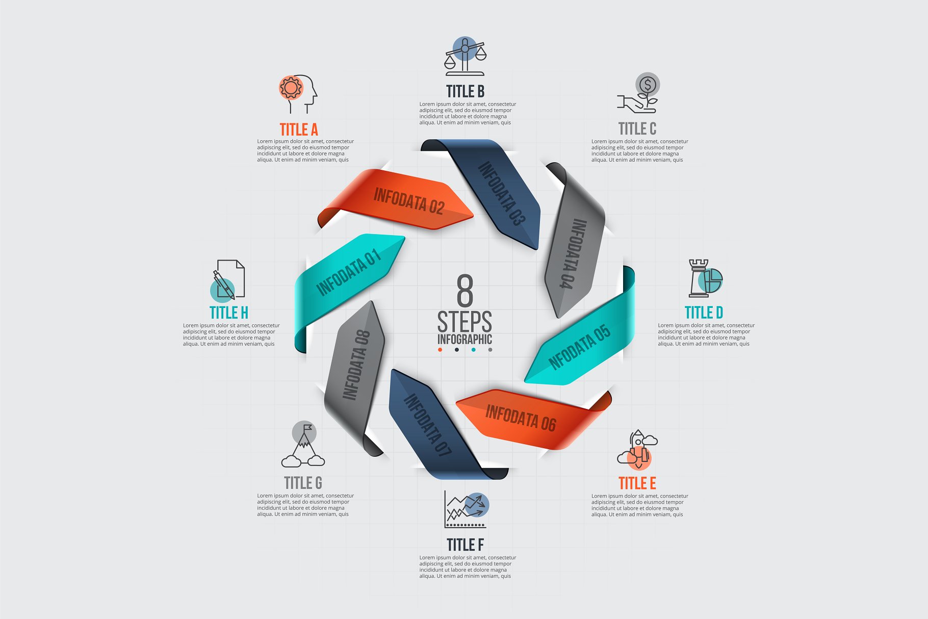 信息图表ppt素材模板 Infographics template set v.43