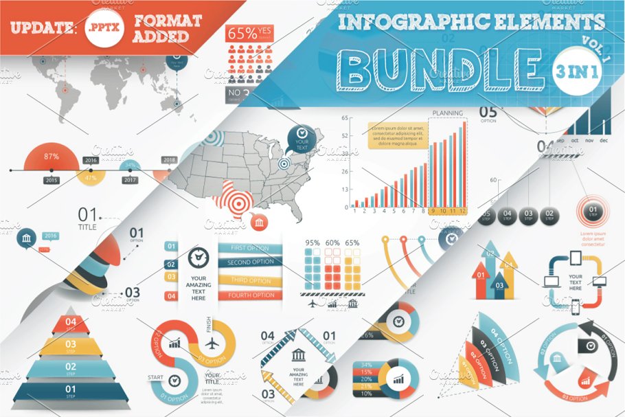 信息图标ppt素材 Infographic Elements Bundle