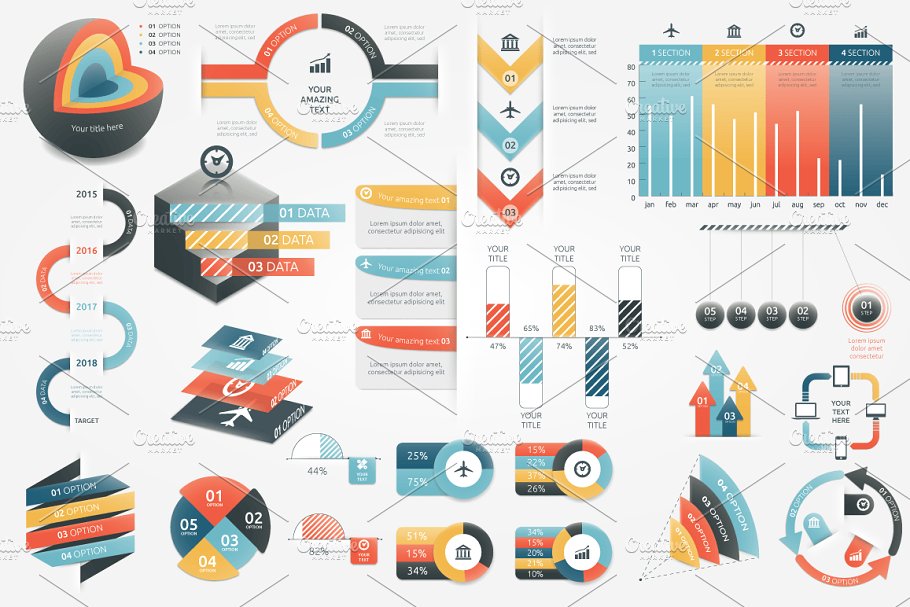 信息图标ppt素材 Infographic Elements Bundle