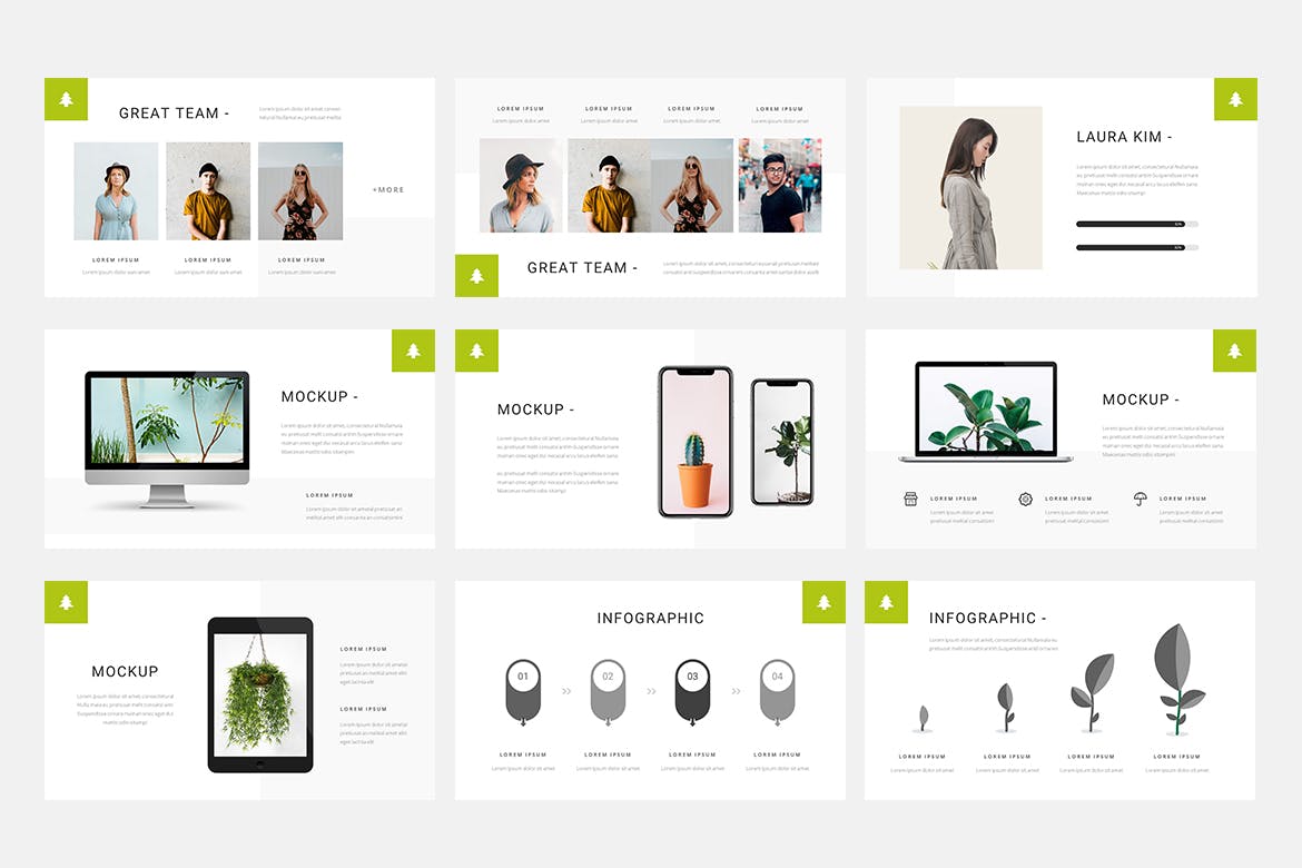 清新优雅简约高端时尚多用途的高品质绿色powerpoint幻灯片演示模板（pptx）
