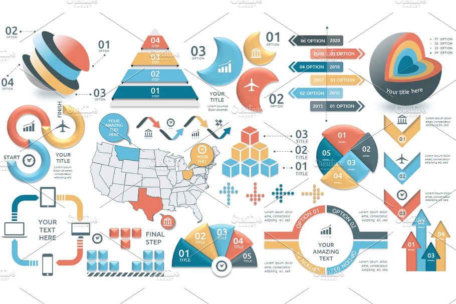 信息图标ppt素材 Infographic Elements Bundle