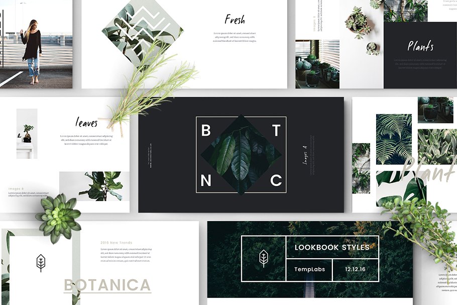 时尚ppt模板 FYLORA Lookbook Powerpoint Template