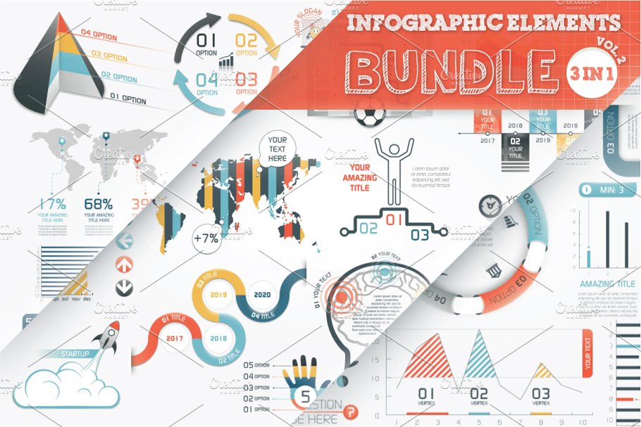 信息图表PPT素材包 Infographic Elements Bundle