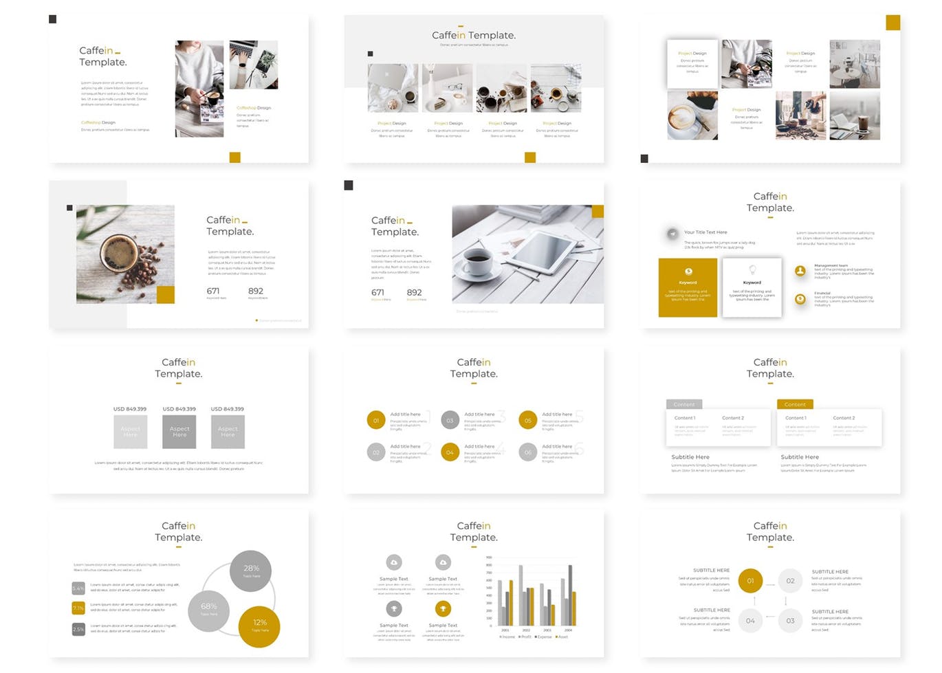 时尚高端优雅简约咖啡馆配色的多用途powerpoint幻灯片演示模板（pptx）