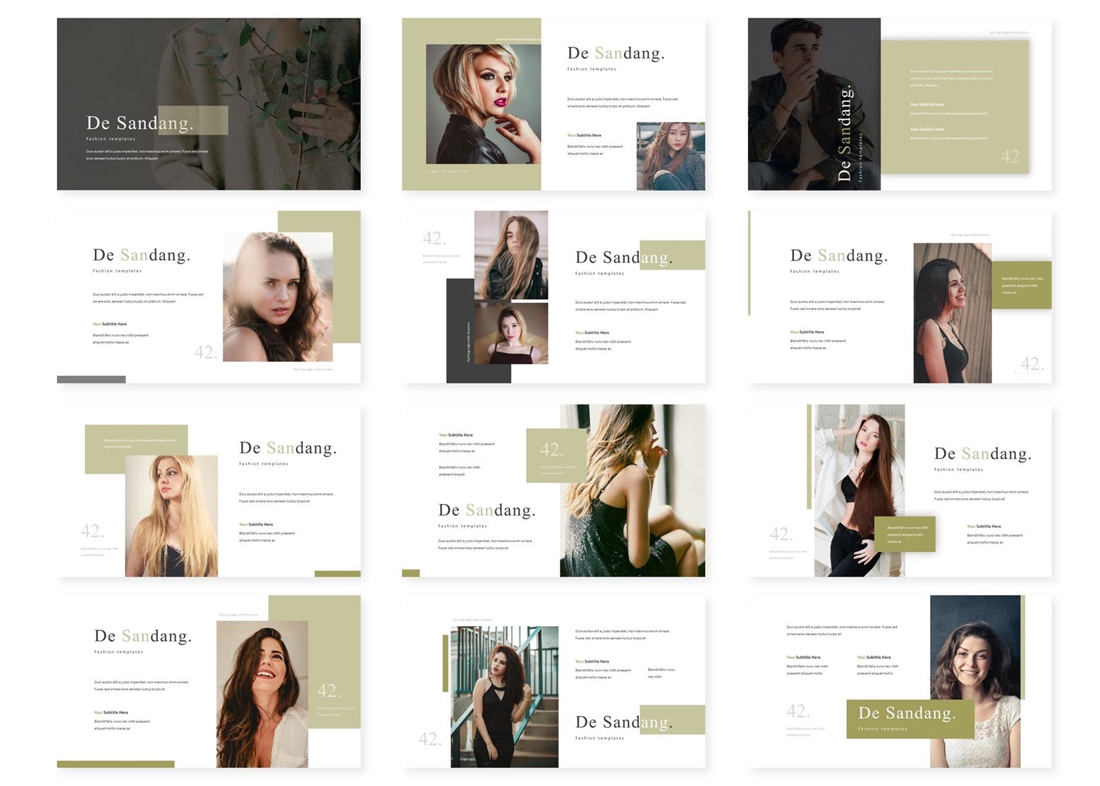 时尚高端模特或人物介绍PPT模板简约ppt模板好看的ppt模板下载