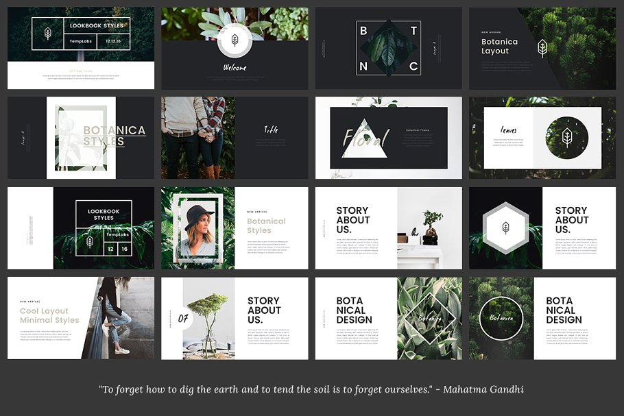 时尚ppt模板 FYLORA Lookbook Powerpoint Template