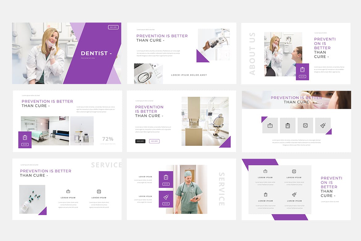 PPT | 紫配白商业营销医用现代创意创新排版演示幻灯片