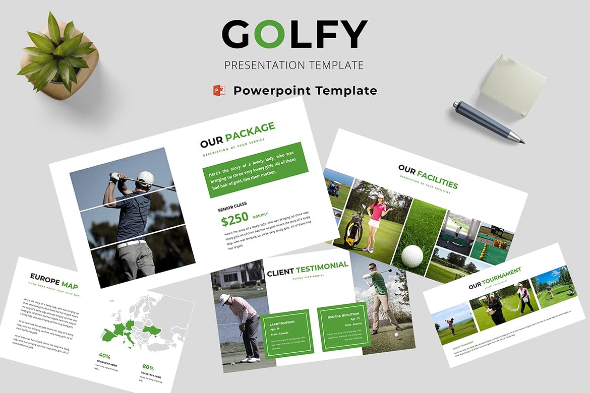 高尔夫内容介绍相关企业ppt模板总结ppt模板精美ppt模板