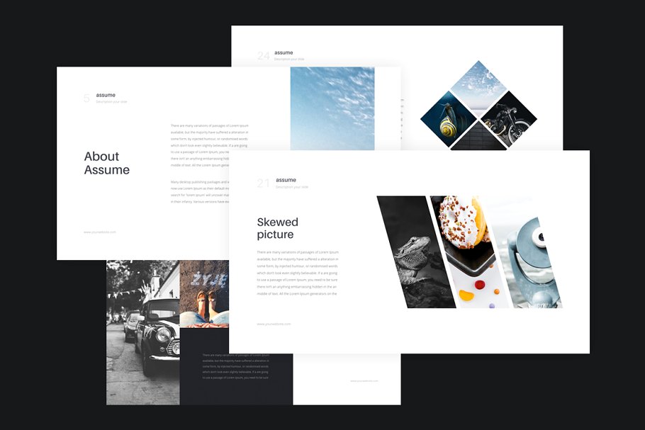 时尚Keynote幻灯片模板下载 Assume Keynote Template + GIFT