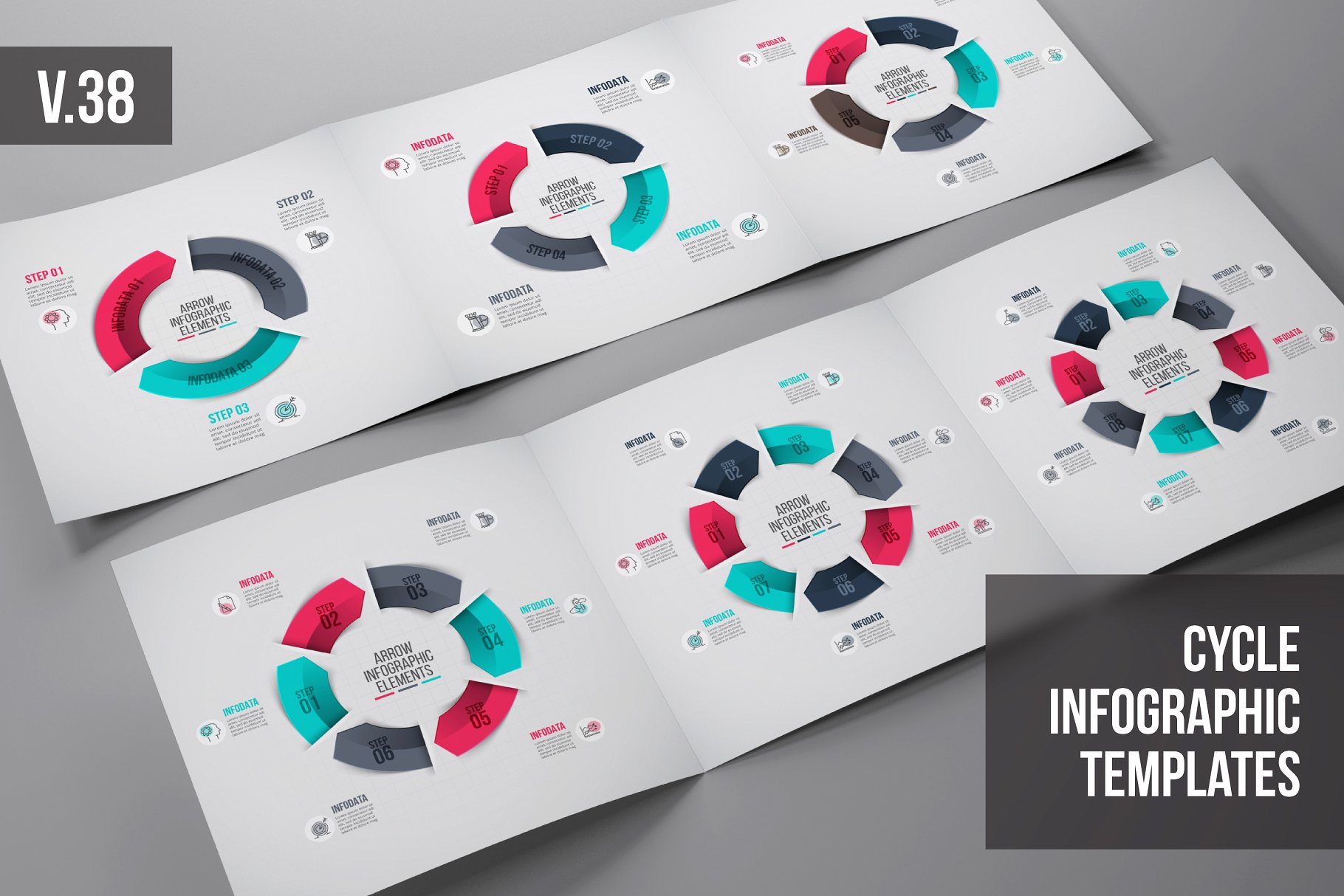 信息图表PPT模板 Infographics template set v.38