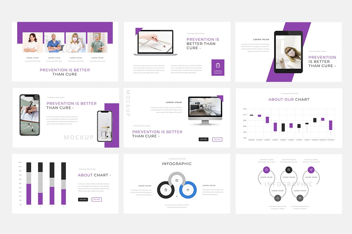 PPT | 紫配白商业营销医用现代创意创新排版演示幻灯片