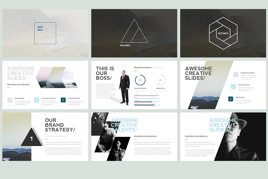 现代风格ppt模板 NOVSKA Modern Powerpoint Template