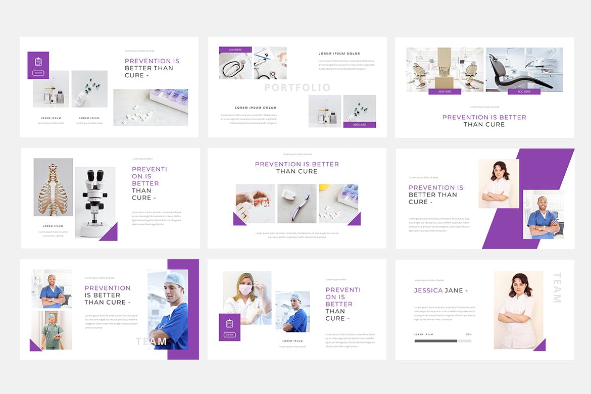 PPT | 紫配白商业营销医用现代创意创新排版演示幻灯片