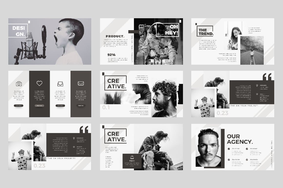 设计师专用黑白PPT模板好看的ppt模板下载优秀ppt模板下载[PPTX]