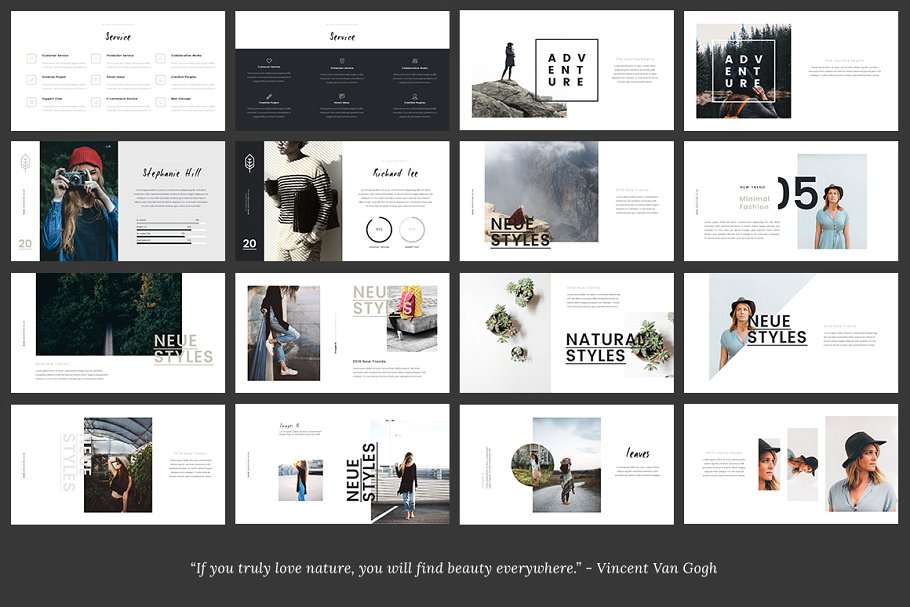 时尚ppt模板 FYLORA Lookbook Powerpoint Template