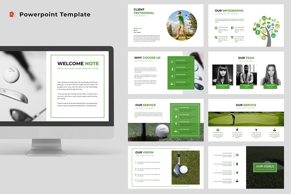 高尔夫内容介绍相关企业ppt模板总结ppt模板精美ppt模板